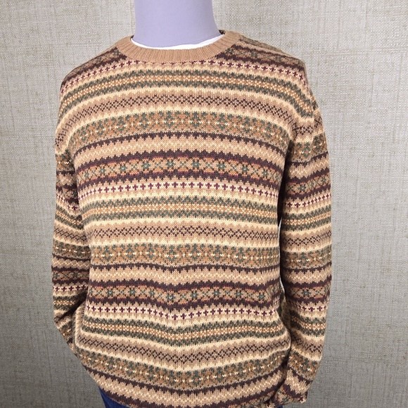 Vintage Lands End Fair Isle Sweater Mens Sz XL - Picture 1 of 10